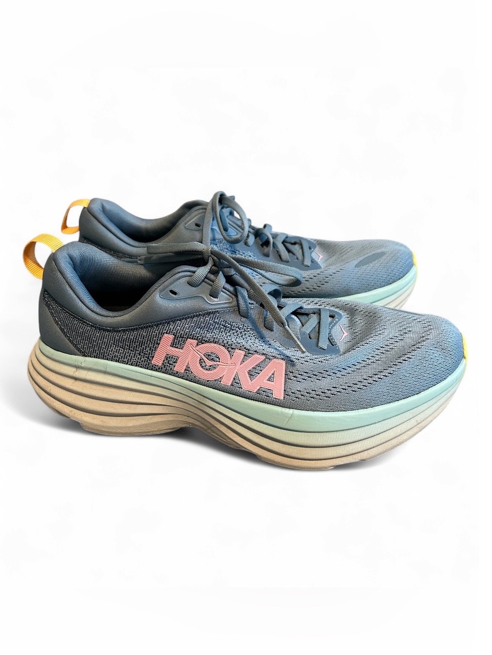 Hoka One One Women's Blue-Grey Running Shoes with Pink Logo
